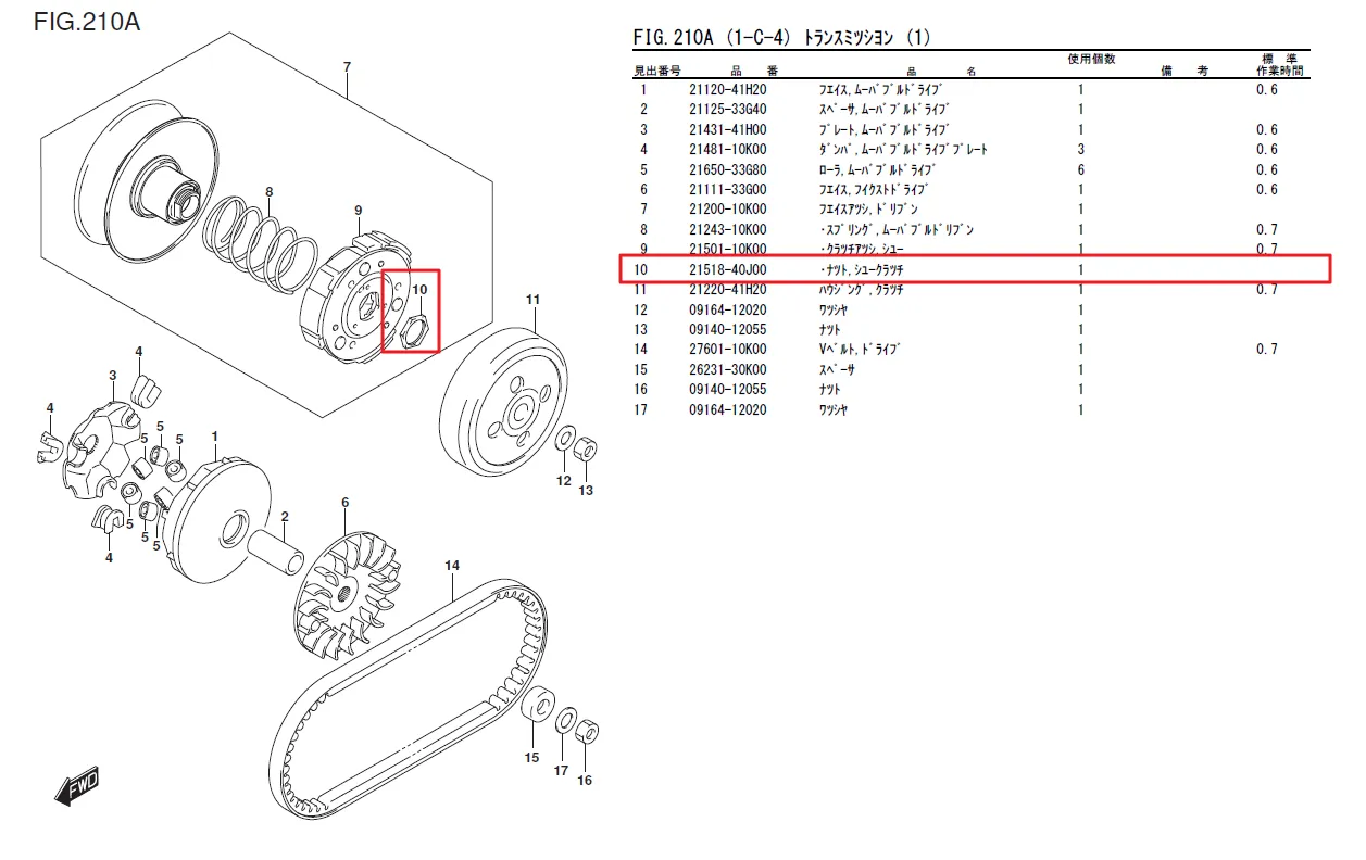 請問21518-40J00-000螺帽尺寸(傳動後組)2307|小老婆汽機車資訊網