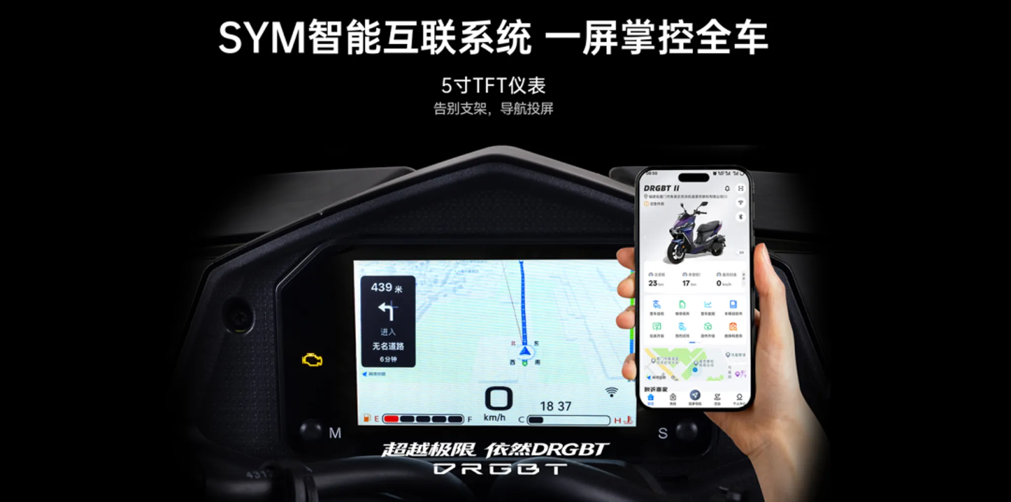 中國發表 26 年 SYM DRGBT 原廠配 5 吋 TFT 液晶儀錶！4617|小老婆汽機車資訊網